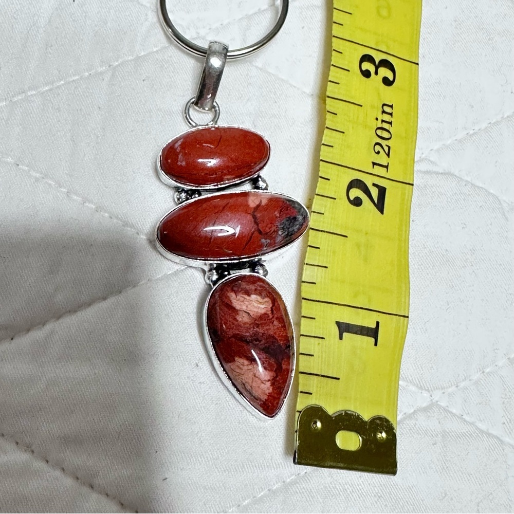 Artisan Handcrafted RED BRECCIATED JASPER Pendant Necklace Coins Up Cycled OOAK - Picture 9 of 16